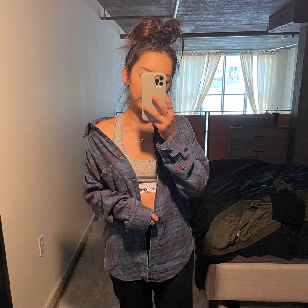 Oversized plaid button down